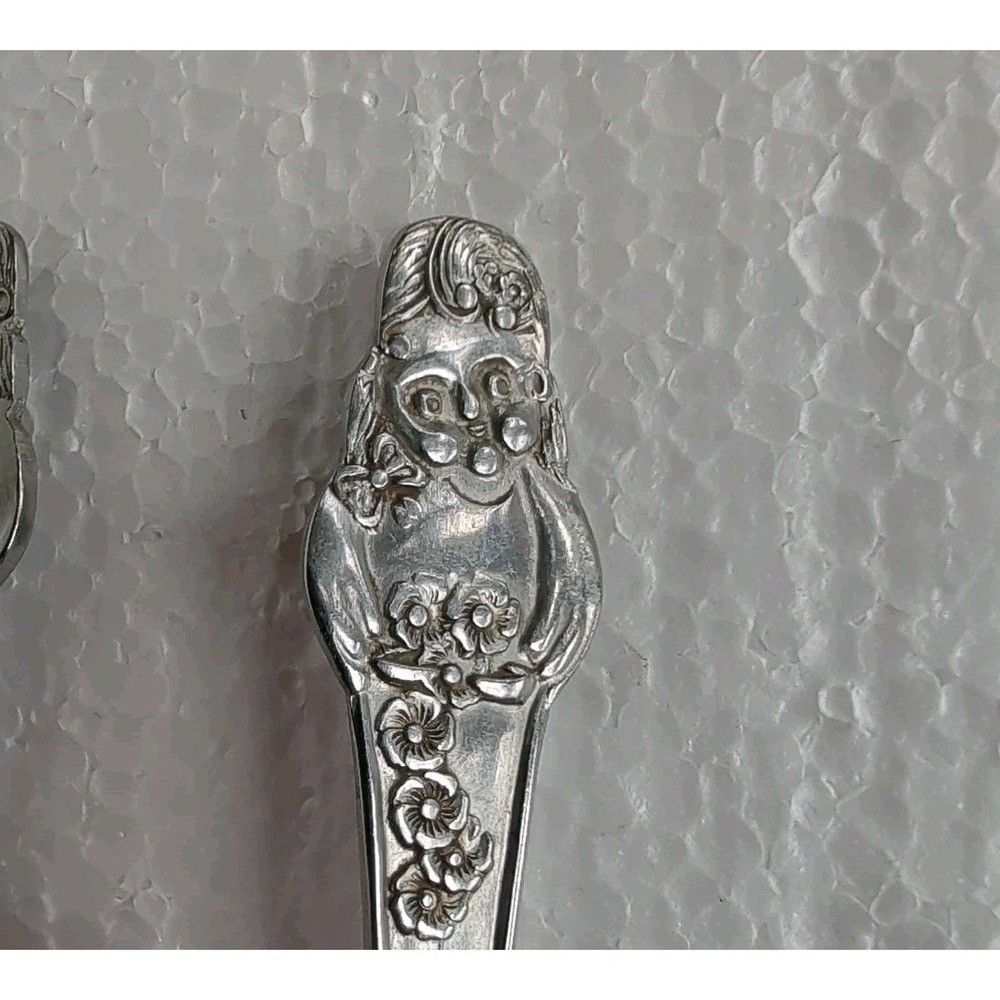 Vintage 1970s Japan Flower Girl Child Fork Spoon Set Youth Flatware Cute MCM - Picture 4 of 6